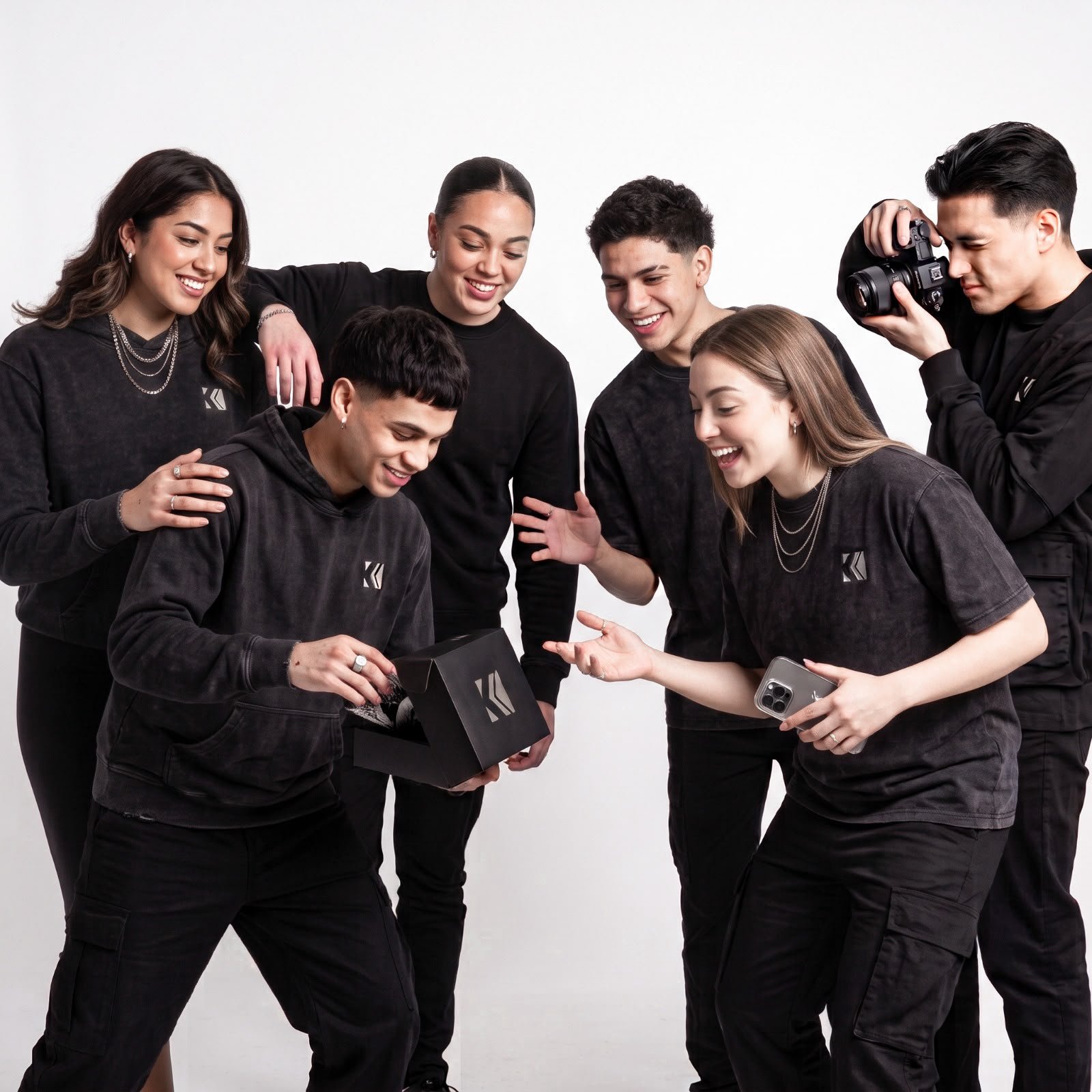 Producción editorial de KABANA con jóvenes y estética azul hielo